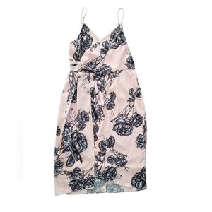 Cooper ST Light Pink Navy Floral Faux Wrap Dress 8